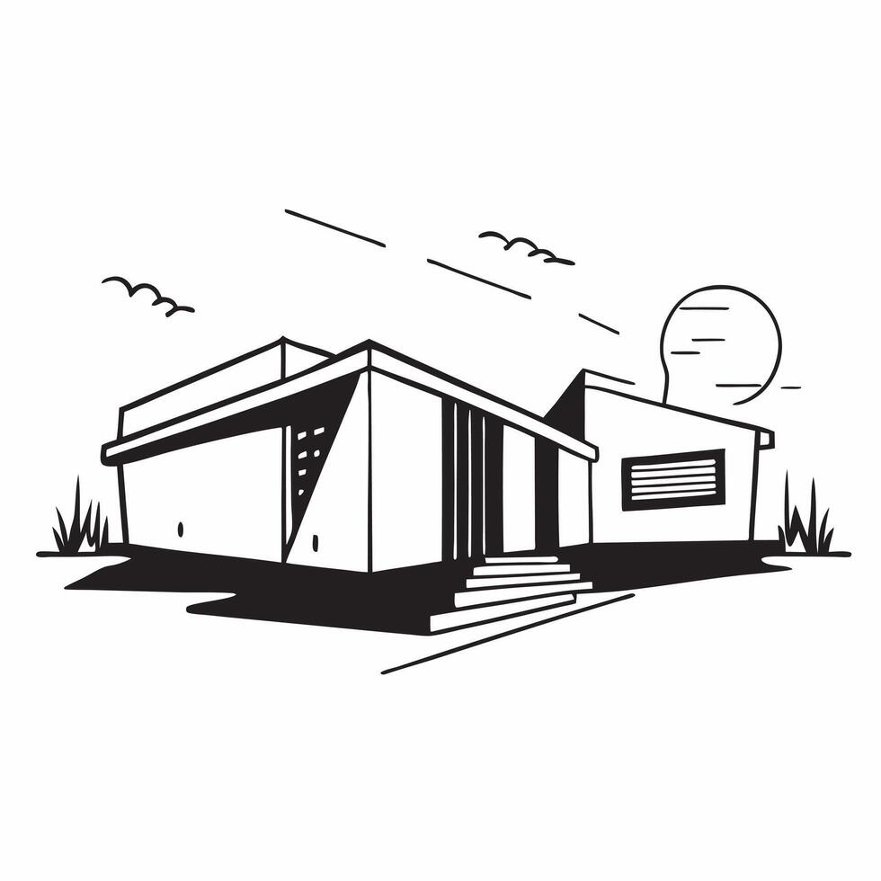 Modern home exterior at sunset concept as The modern exterior of a home at sunset showcasing the architectural beauty and appeal of homes for sale in Photo Stock Concept v1 vector