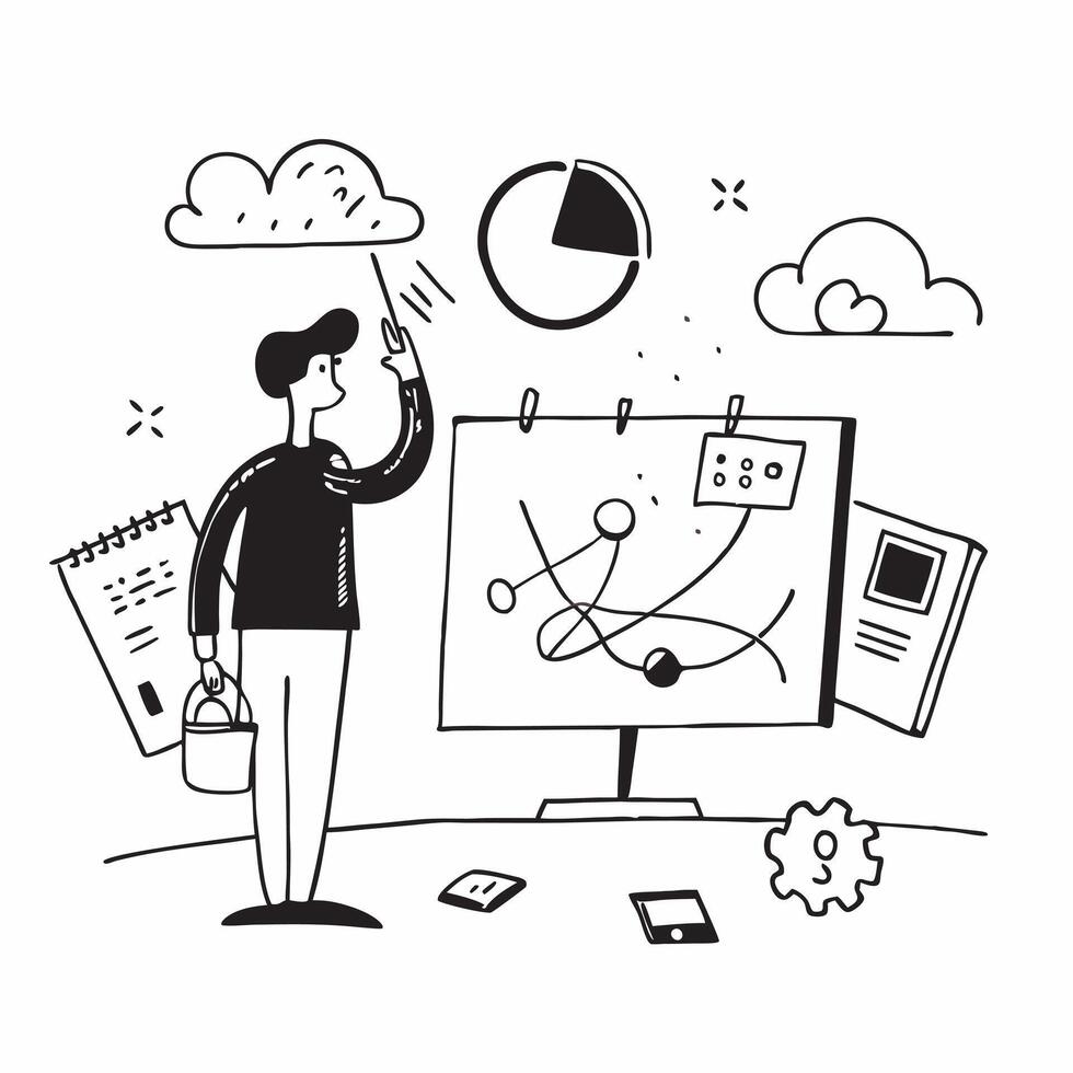 Marketing strategist developing a campaign plan from a park bench concept as A marketing strategist developing a campaign plan from a park bench emphasizing the freedom and creativ v1 vector