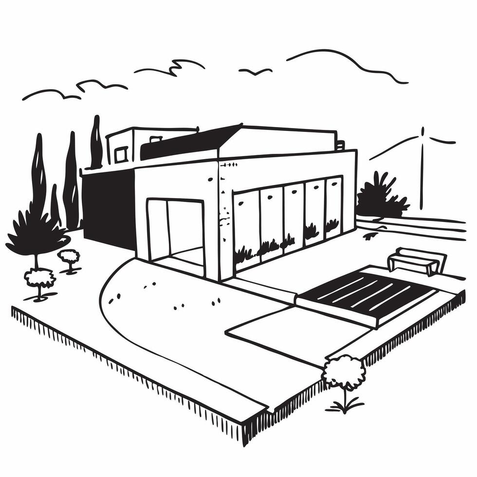 Luxury home exterior with pool concept as The luxury exterior of a home with a pool showcasing the high end features and appeal of homes for sale in Photo Stock Concept v1 vector