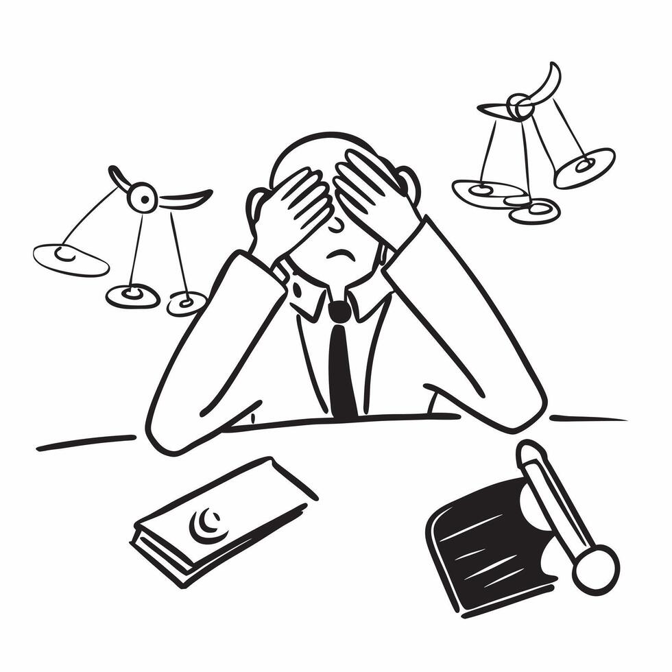 Legal issues concept as A business professional stressed by legal issues symbolizing a bad day filled with legal challenges and uncertainties in Photo Stock Concept v1 vector
