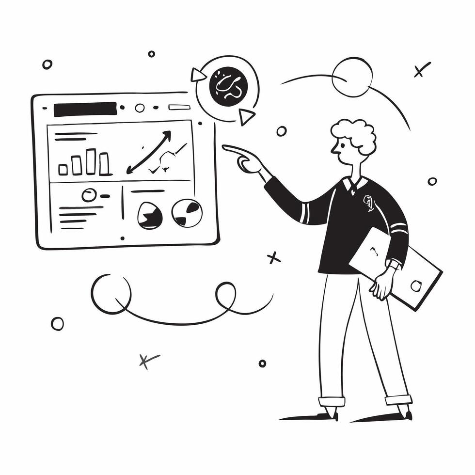 Innovator presenting a tech project at a startup incubator concept as An innovator presenting a cutting edge tech project at a startup incubator highlighting technological advancem v1 vector