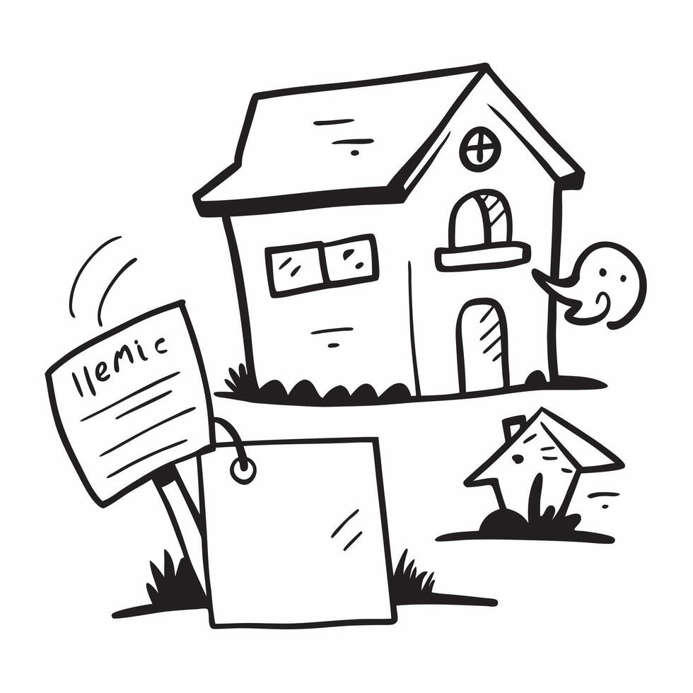 Home for sale sign in front yard concept as A home for sale sign placed in the front yard of a house indicating the availability and appeal of the property on the market in Photo v1 vector