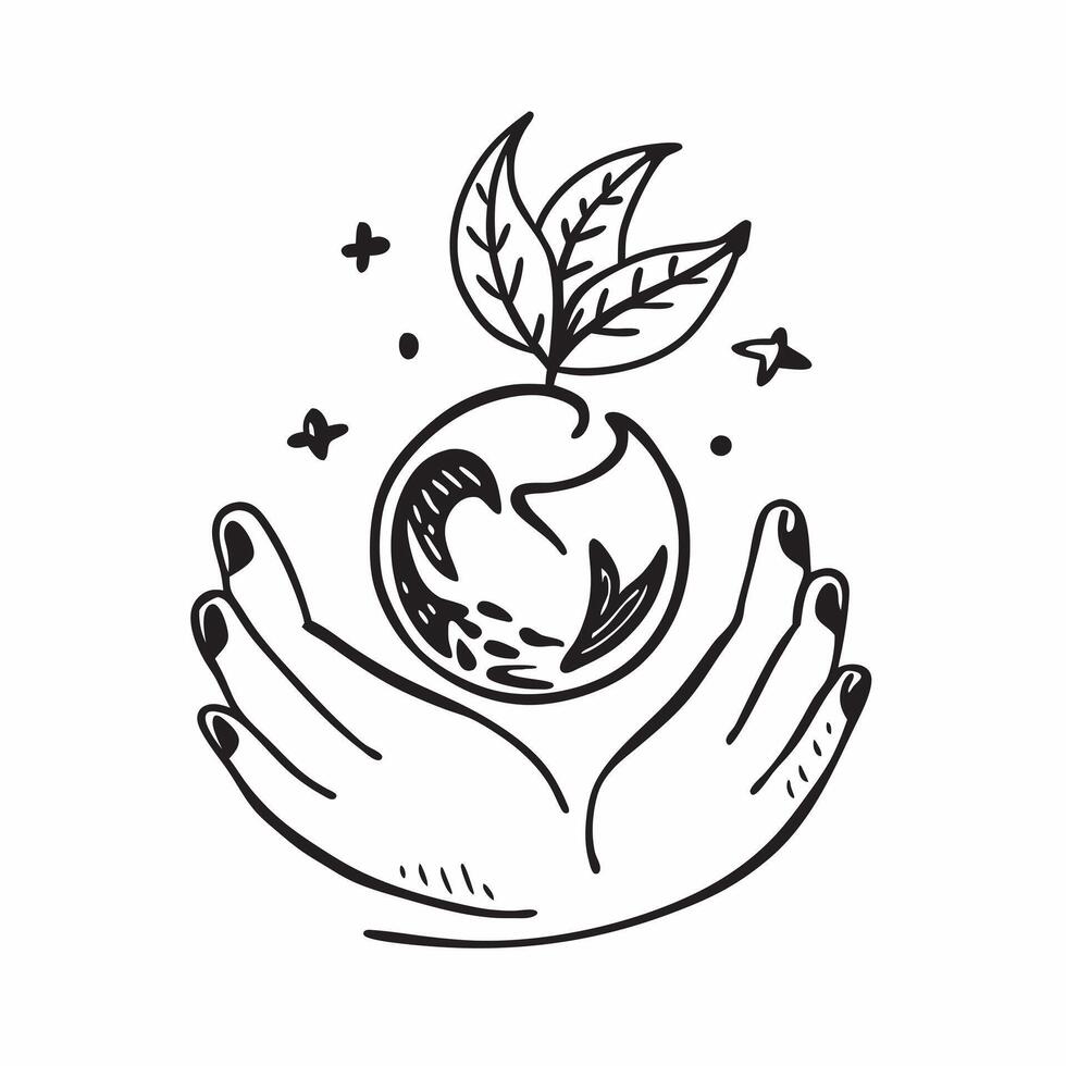 Hand with green leaves icon concept as An icon of a hand holding green leaves representing care for the environment and sustainable living practices in Photo Stock Concept v1 vector