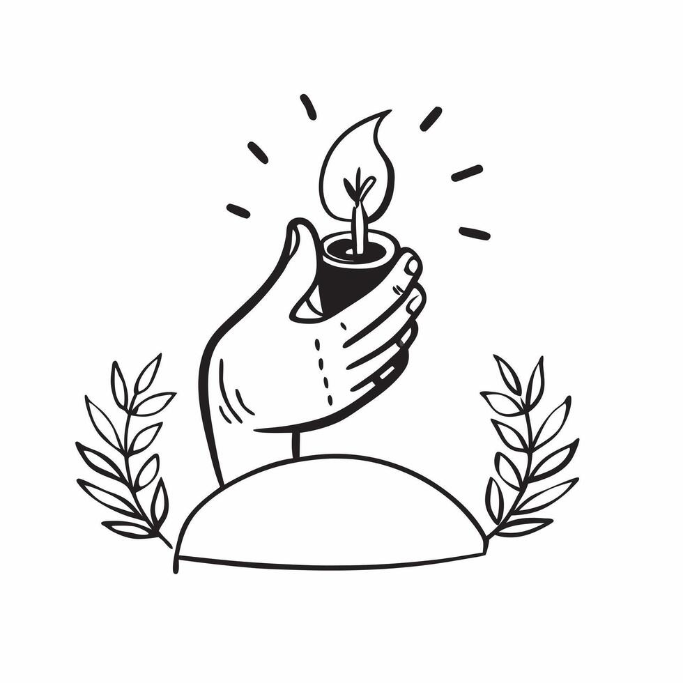 Hand with sprouting plant icon concept as An icon of a hand holding a sprouting plant representing nurturing nature and sustainable growth practices in Photo Stock Concept v1 vector