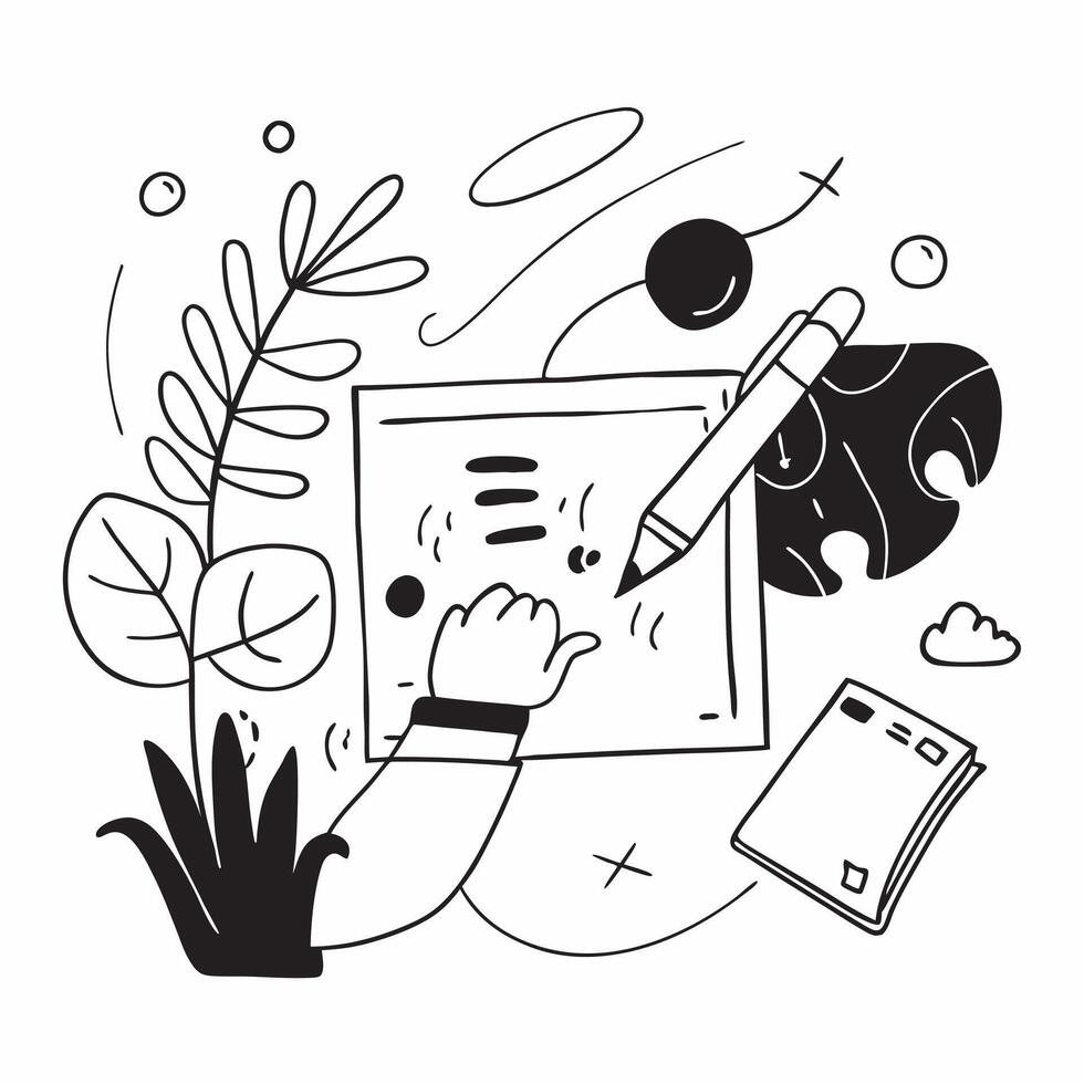 Graphic designer sketching ideas on a tablet in a botanical garden concept as A graphic designer sketching ideas on a tablet in a botanical garden showcasing the creativity and ins v1 vector