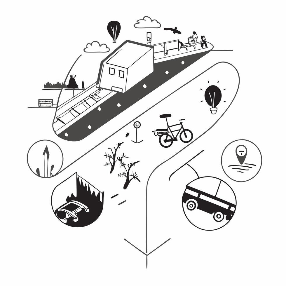 Glossy zero emissions transportation hub concept as High resolution image of a glossy zero emissions transportation hub with electric buses bikes and pedestrian pathways symbolizin v1 vector