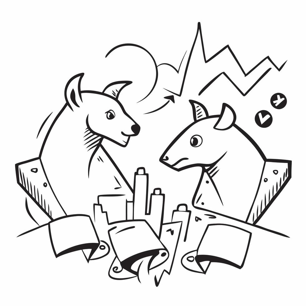 Glossy stock market bull and bear concept as Glossy images of the iconic stock market bull and bear statues set against a colorful backdrop symbolizing market trends and economic f v1 vector