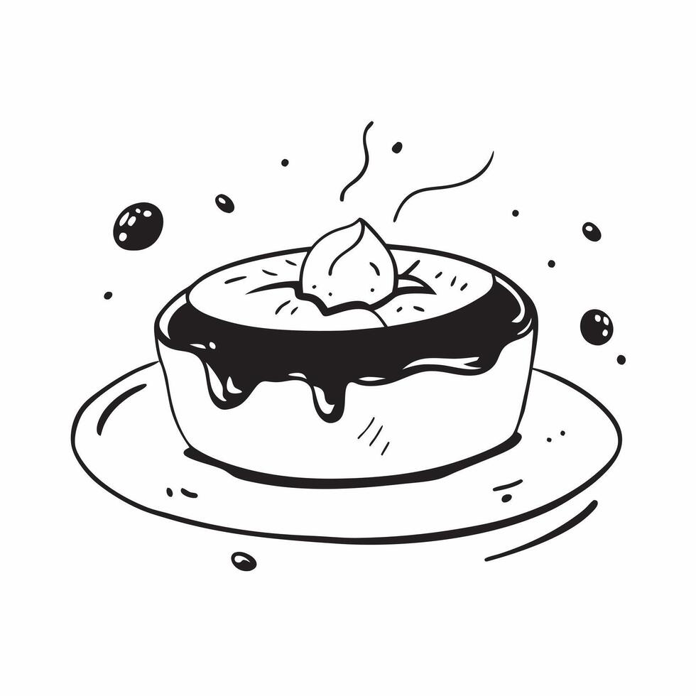 Glossy Spanish flan dessert concept as Glossy and creamy Spanish flan topped with a rich caramel sauce served on a chic white plate perfect for a luxurious and indulgent dessert i v1 vector