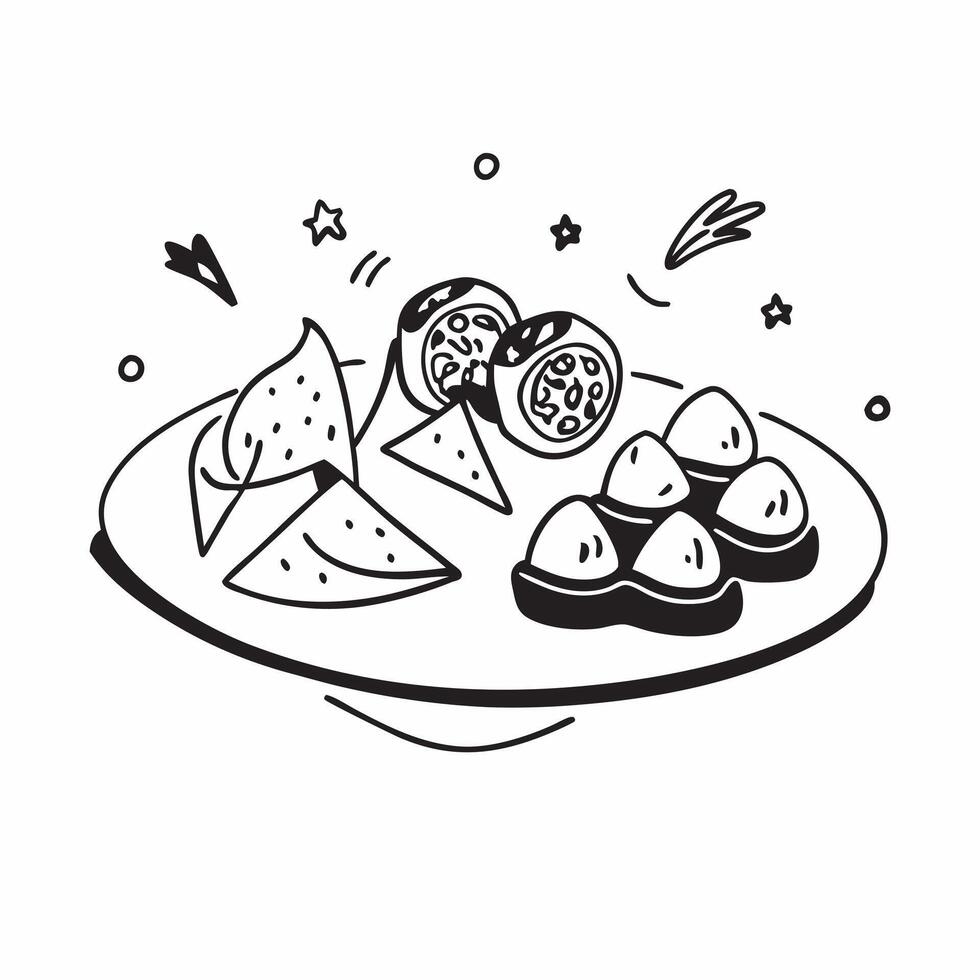 Glossy Spanish pintxos selection concept as Glossy plate of assorted Spanish pintxos featuring various toppings and flavors perfect for a luxurious and artistic culinary presentati v1 vector