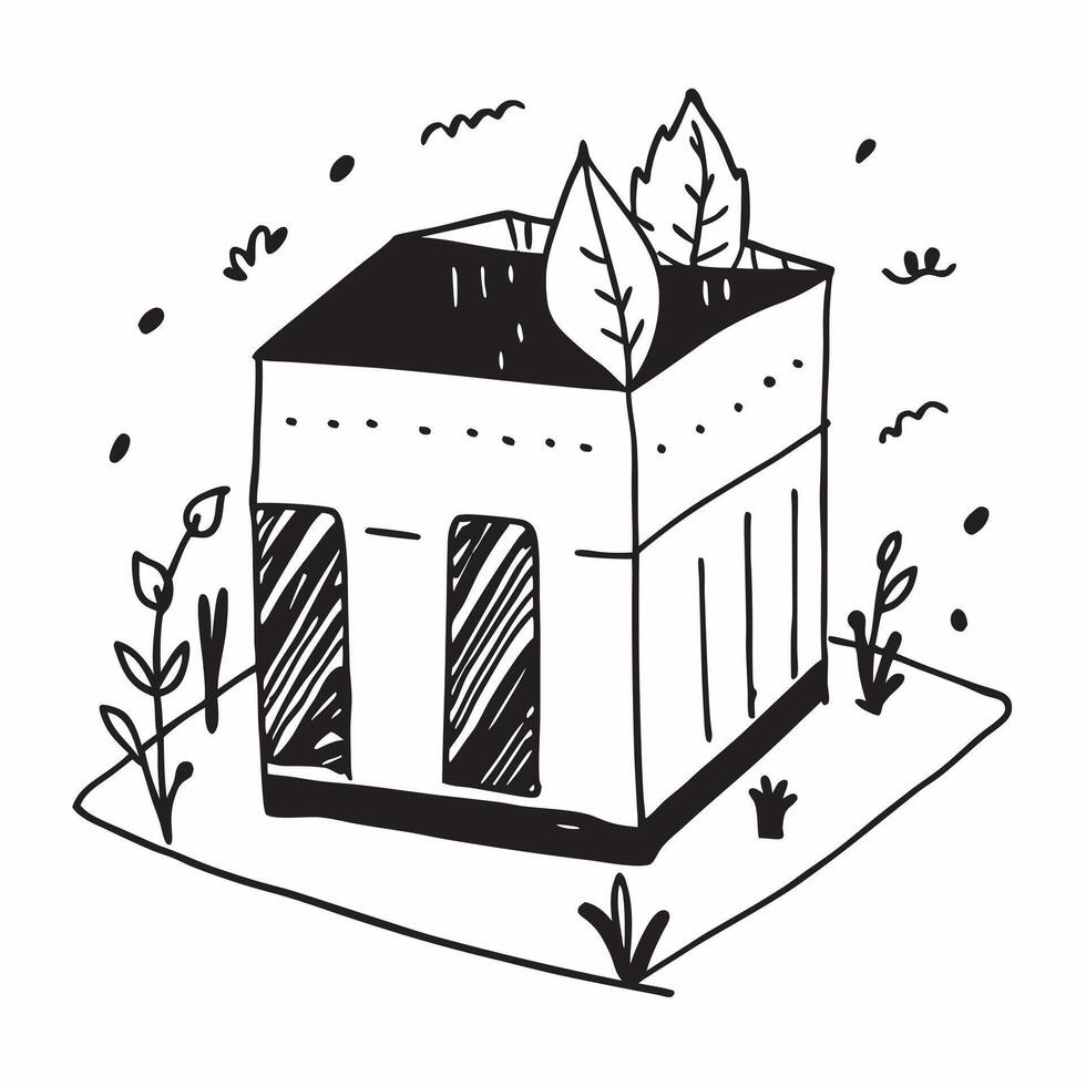Glossy green roof with plants concept as Glossy image of a modern building with a green roof covered in plants representing sustainable architecture and urban greening for a health v1 vector