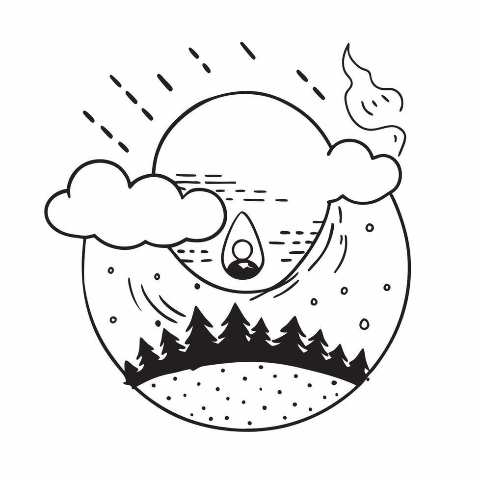 Glossy forest with clean air symbol concept as Glossy image of a dense forest with a clean air symbol overlay representing zero carbon emissions and the importance of preserving na v1 vector
