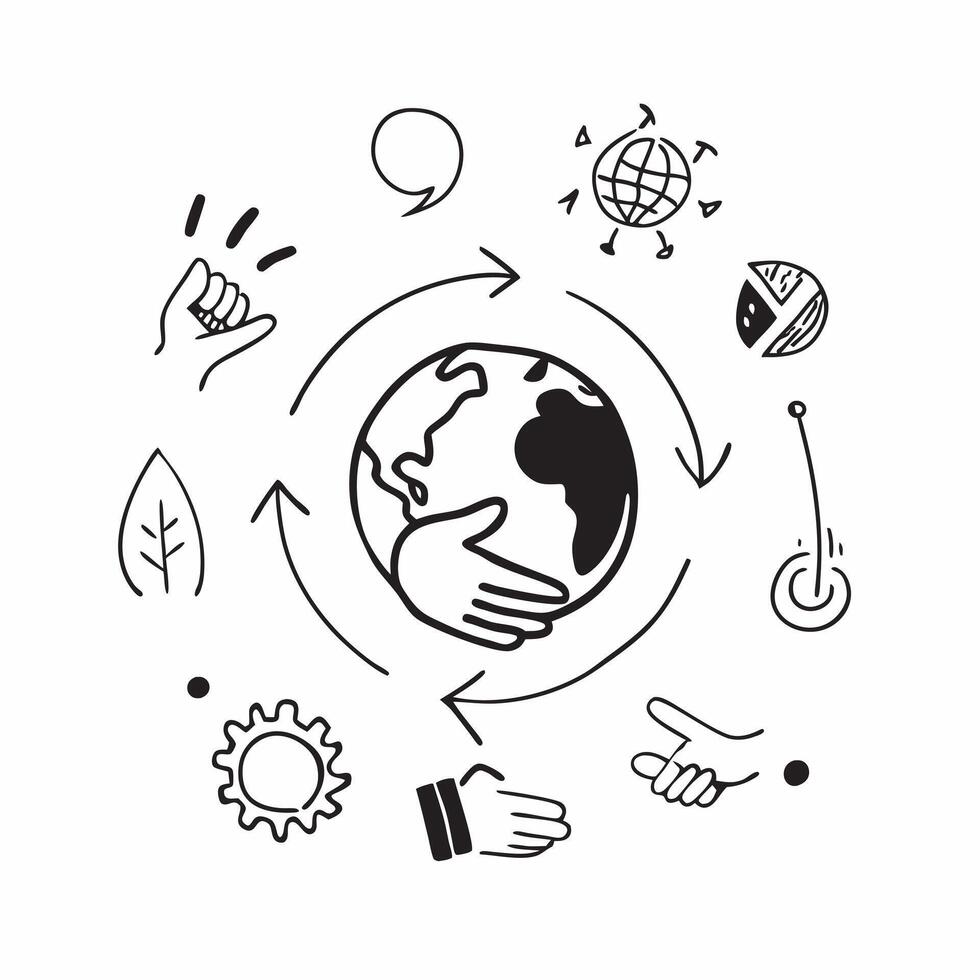 Globe with eco friendly icons concept as An icon featuring a globe surrounded by various eco friendly icons representing global sustainability and environmental protection in Phot v1 vector