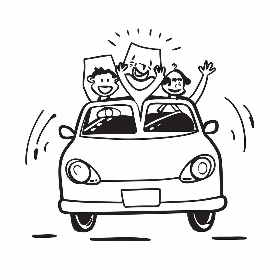 Friends taking a road trip concept as Friends taking a road trip in a convertible car symbolizing the excitement adventure and bonding experiences of traveling together in Photo S v1 vector
