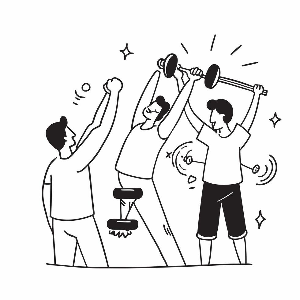 Friends doing a group workout concept as Friends doing a group workout at the gym highlighting the motivation fun and bonding experiences of exercising together in Photo Stock Con v1 vector