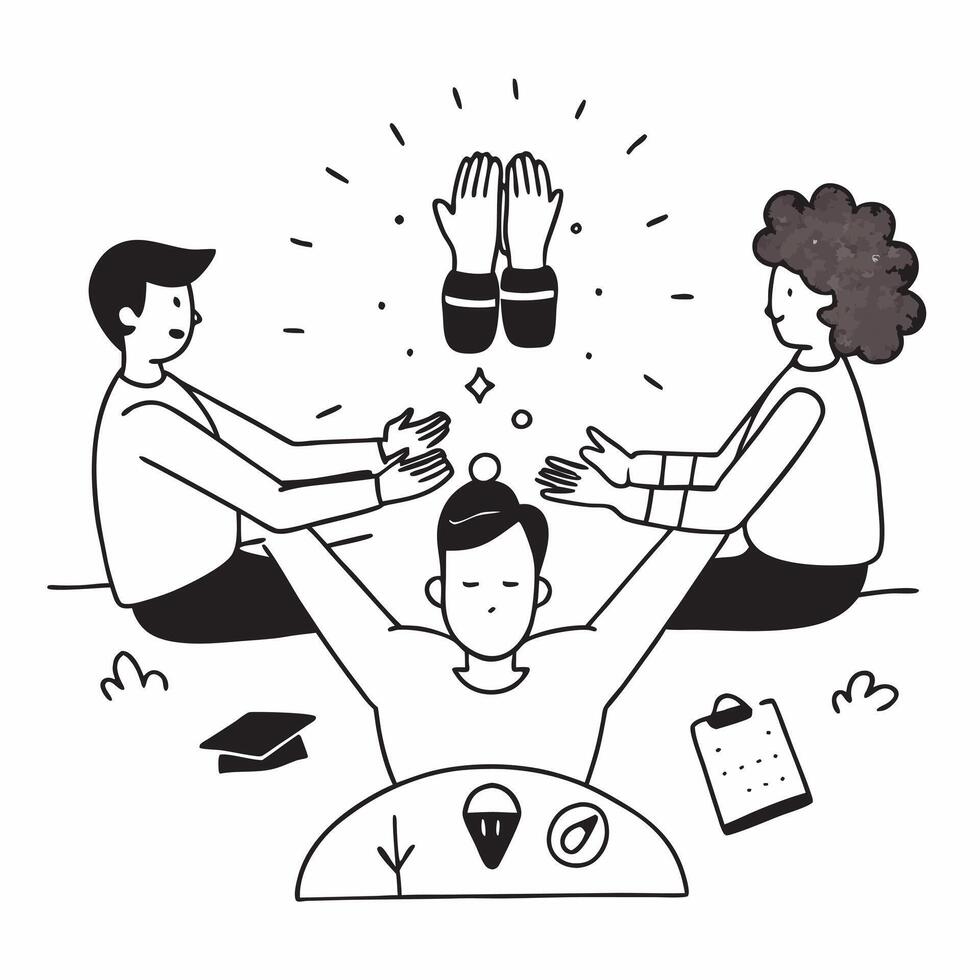 Friends doing yoga together concept as Friends doing yoga together in a park highlighting the relaxation and bonding experiences of practicing yoga with friends in Photo Stock Con v1 vector