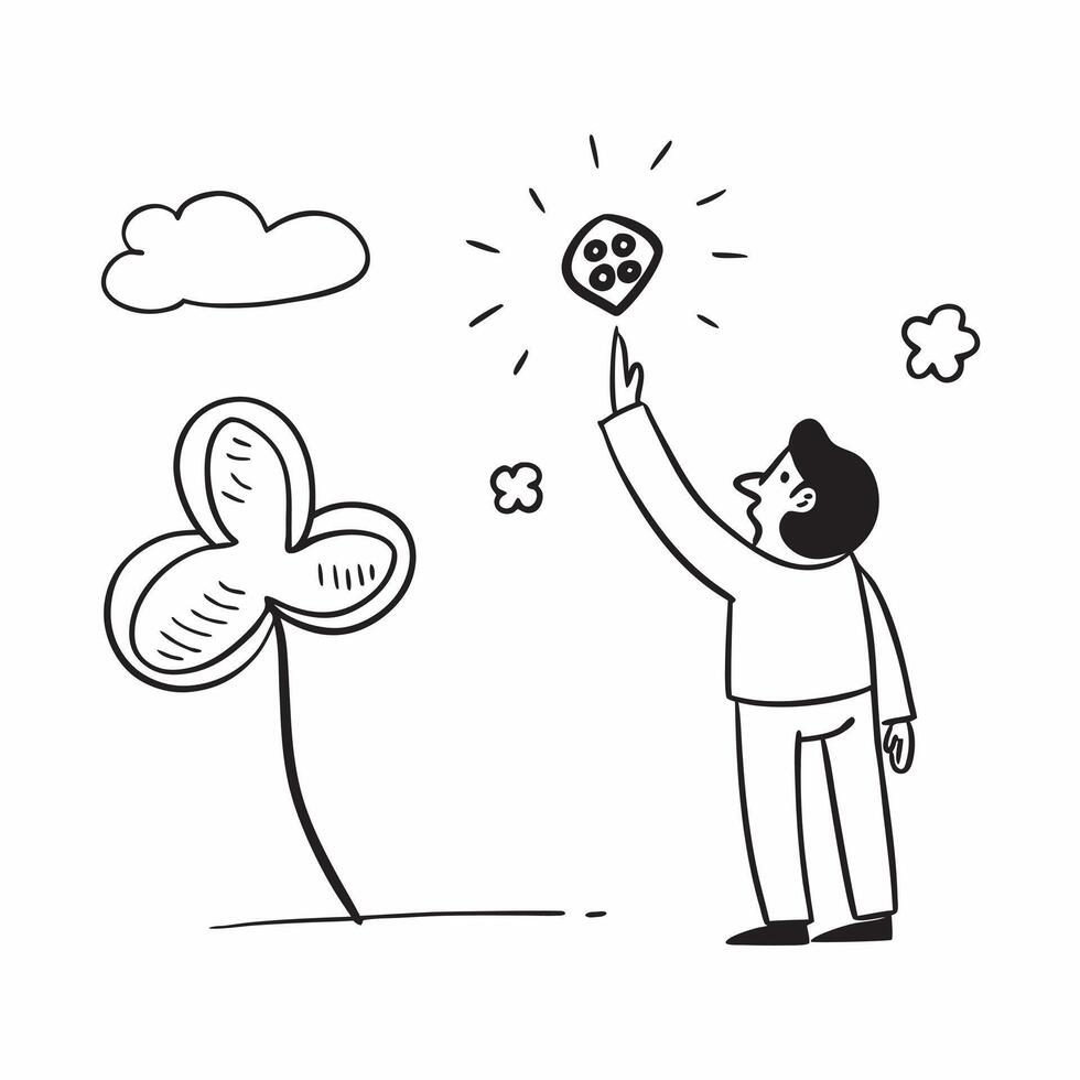 Finding a four leaf clover concept as A person finding a four leaf clover symbolizing a good day filled with luck positivity and unexpected joy in Photo Stock Concept v1 vector