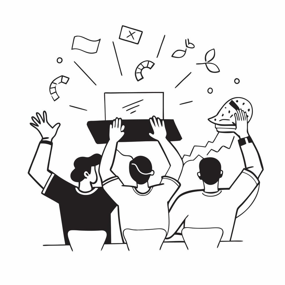 Fans enjoying a live game at home concept as Friends gathered in a living room cheering and enjoying a live sports game on TV Ideal for content about sports home entertainment and v1 vector
