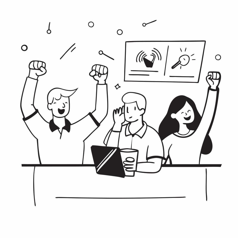 Fans in a sports bar cheering for a game concept as A group of friends in a sports bar intensely watching and cheering for their favorite team on TV Perfect for content about spor v1 vector