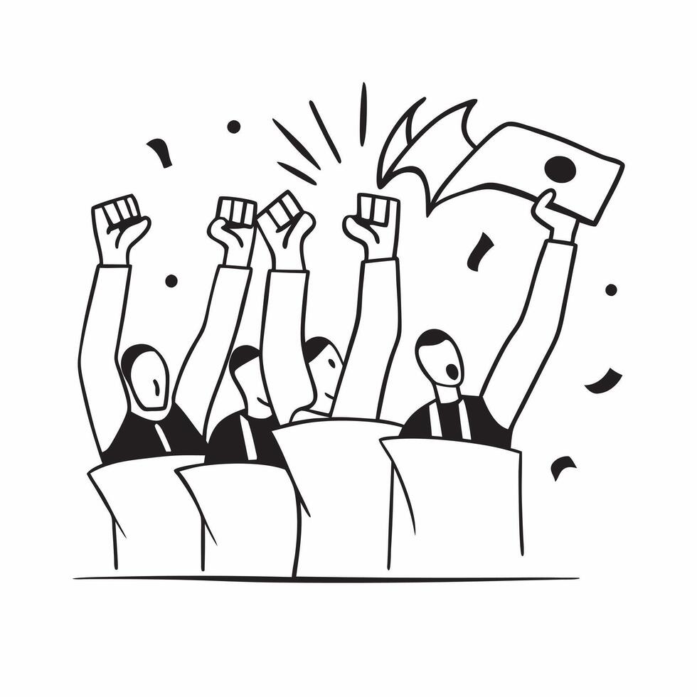 Fans celebrating a goal at a soccer game concept as Ecstatic fans jumping and celebrating after their team scores a goal during a soccer game Perfect for content about sports exci v1 vector
