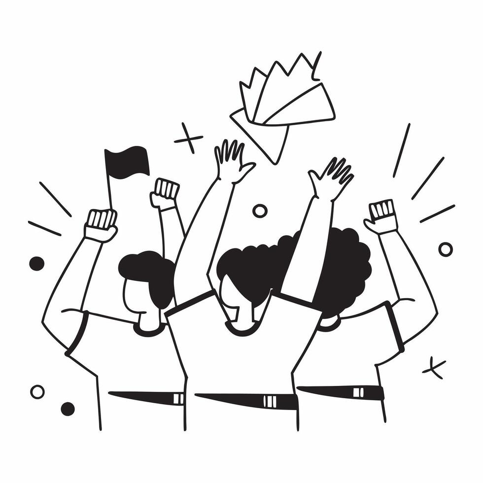 Fans celebrating a touchdown at a football game concept as Ecstatic fans jumping and celebrating after their team scores a touchdown during a football game Perfect for content abo v1 vector