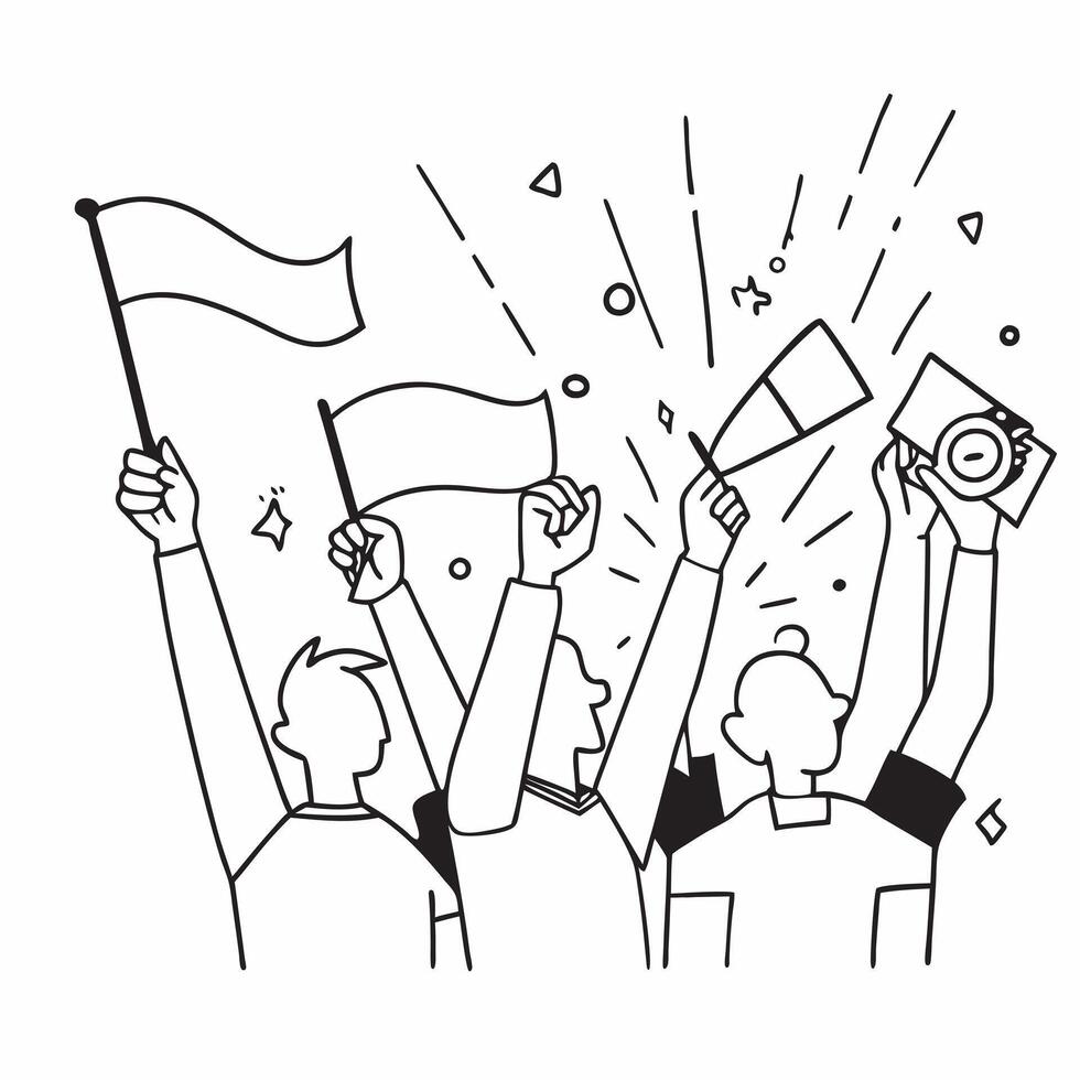 Fans cheering at a football game concept as A group of enthusiastic fans in a stadium wearing team colors cheering and waving flags during a football game Perfect for content abou v1 vector