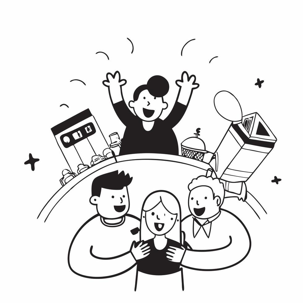 Family visiting a theme park concept as A family enjoying rides and attractions at a theme park representing the excitement and joy of a family theme park adventure in Photo Stock v1 vector