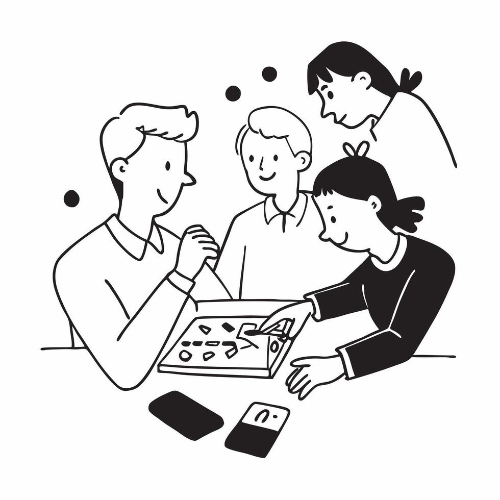 Family playing board games at home concept as A candid shot of a family playing board games at home highlighting the warmth and togetherness of family time with natural expressions Clean Version 2 vector