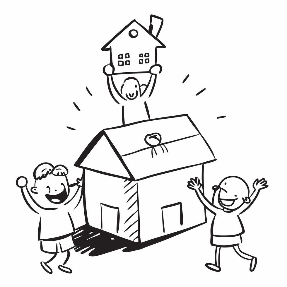 Family moving into new home concept as A family moving into their new home symbolizing the excitement and fresh start of purchasing a home for sale in Photo Stock Concept v1 vector
