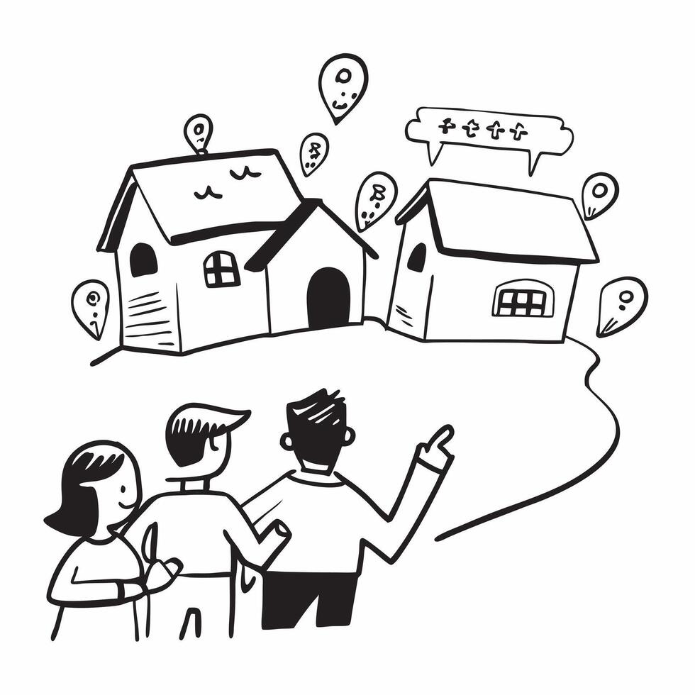 Family exploring a new neighborhood concept as A family exploring a new neighborhood highlighting the community and lifestyle benefits of buying a home for sale in Photo Stock Con v1 vector