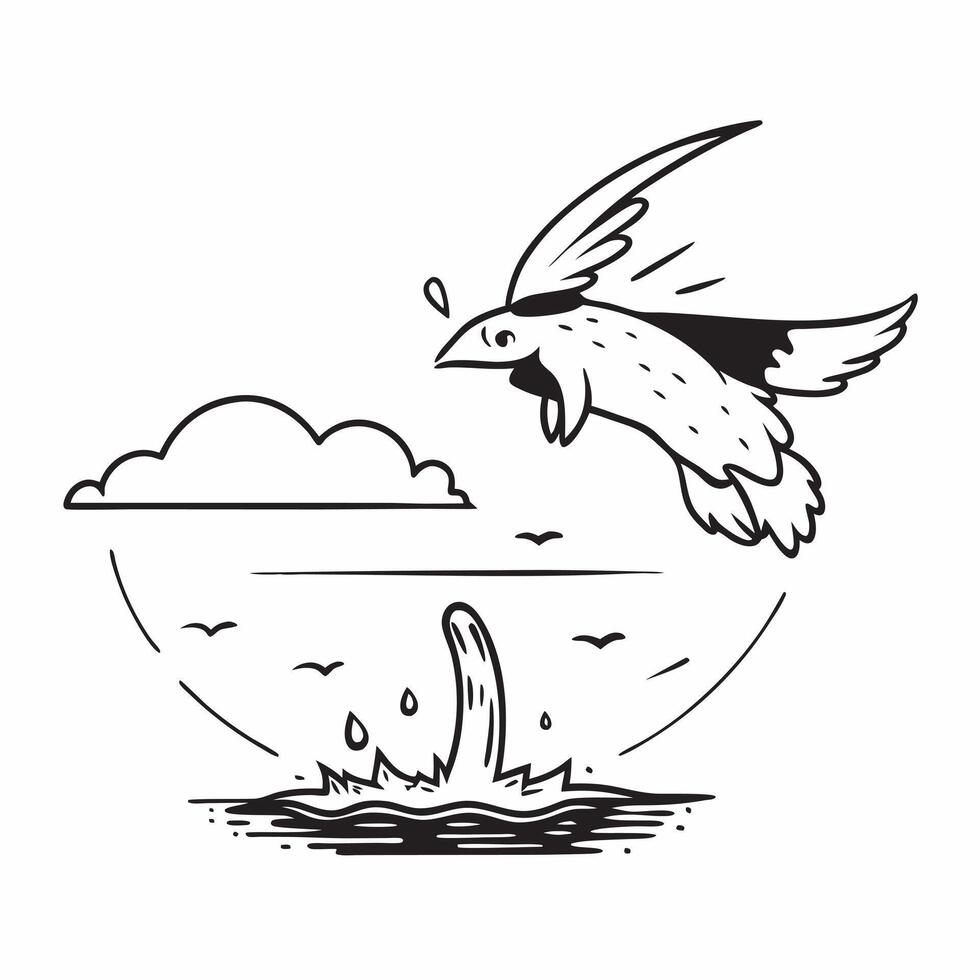Eagle diving for fish concept as An eagle diving from the sky to catch a fish in a lake showcasing the precision and hunting skills of a majestic bird of prey in Photo Stock Conce v1 vector