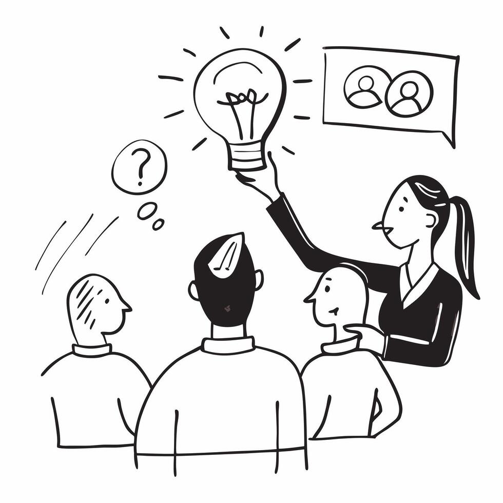 Consultant with light bulb in meeting concept as A consultant holding a light bulb in a meeting symbolizing the presentation of innovative solutions to clients in Photo Stock Conc v1 vector