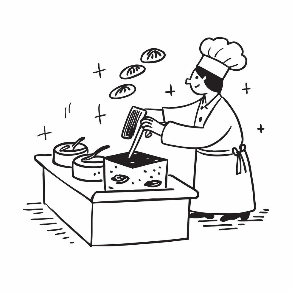 Chef preparing gourmet dishes in a restaurant kitchen concept as A chef preparing gourmet dishes in a restaurant kitchen highlighting culinary skills creativity and quality in smal v1 vector