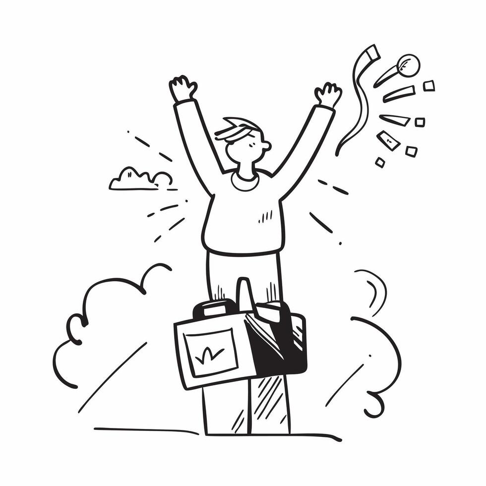 Celebrating a new job concept as A person celebrating their new job highlighting a good day filled with excitement career growth and success in Photo Stock Concept v1 vector
