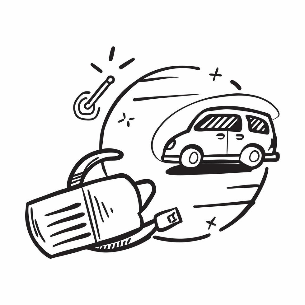 Car with electric plug icon concept as An icon of a car with an electric plug symbolizing electric vehicles and sustainable transportation in Photo Stock Concept v1 vector