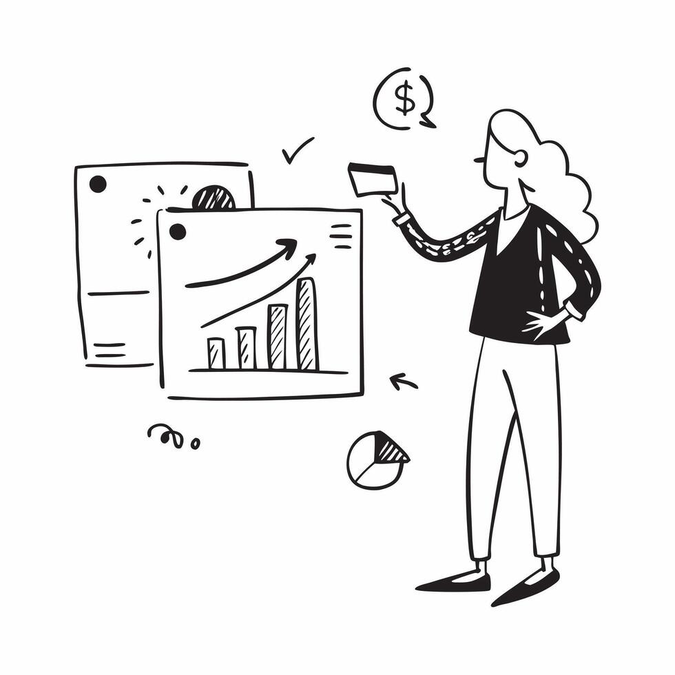 Businesswoman holding a graph showing increased savings concept as A businesswoman holding a graph showing increased savings representing financial growth successful cost saving st Clean Version 2 vector