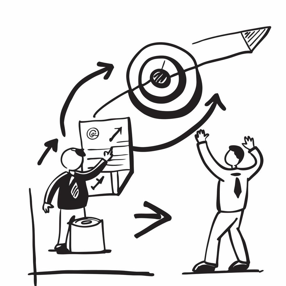 Business leader setting growth targets concept as A business leader setting growth targets for the team illustrating high performance strategic planning and motivation for business v1 vector