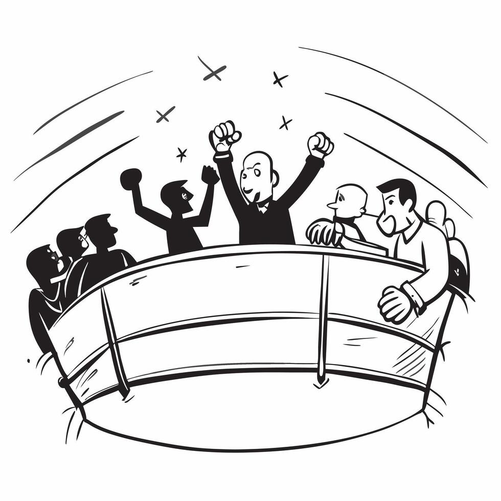 Boxing match in a packed arena concept as A thrilling boxing match taking place in a packed arena highlighting the excitement and energy of the crowd in Photo Stock Concept v1 vector