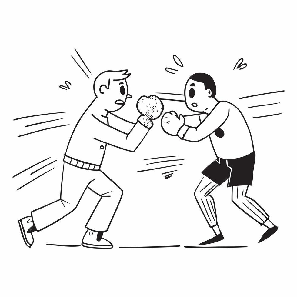 Boxers exchanging punches concept as Two boxers exchanging powerful punches in the ring highlighting action intensity and competition in Photo Stock Concept v1 vector