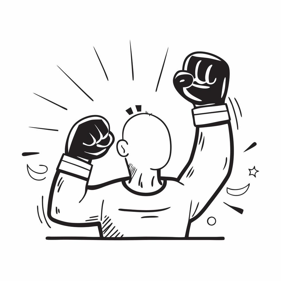 Boxer celebrating a victory concept as A boxer celebrating a hard fought victory in the ring showcasing triumph and exhilaration in Photo Stock Concept v1 vector