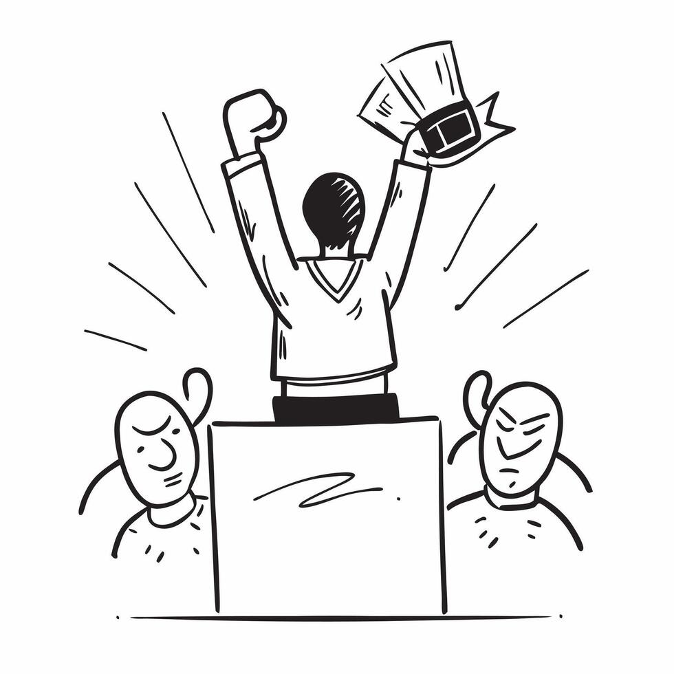 Boxer being announced as the winner concept as A victorious boxer being announced as the winner in the ring capturing the moment of triumph and celebration in Photo Stock Concept v1 vector