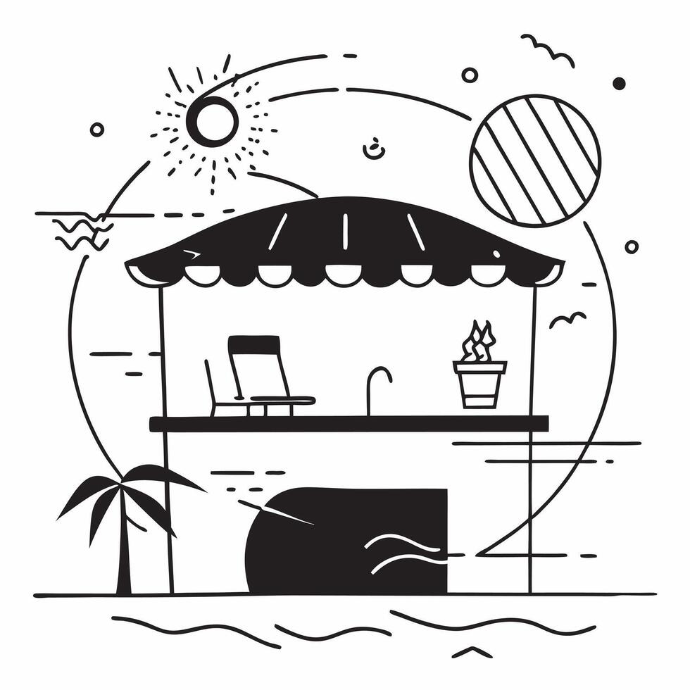 Beachside pool bar concept as High resolution image of a beachside pool bar with a glossy backdrop highlighting relaxation and luxury at beach resorts in Photo Stock Concept v1 vector