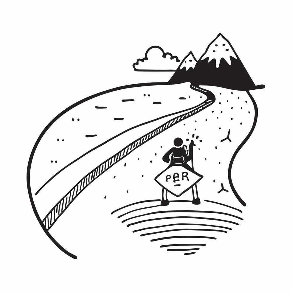 Backpacker on narrow trail concept as High resolution image of a backpacker navigating a narrow trail on a mountainside with a glossy backdrop capturing the challenges and thrill o Clean Version 2 vector