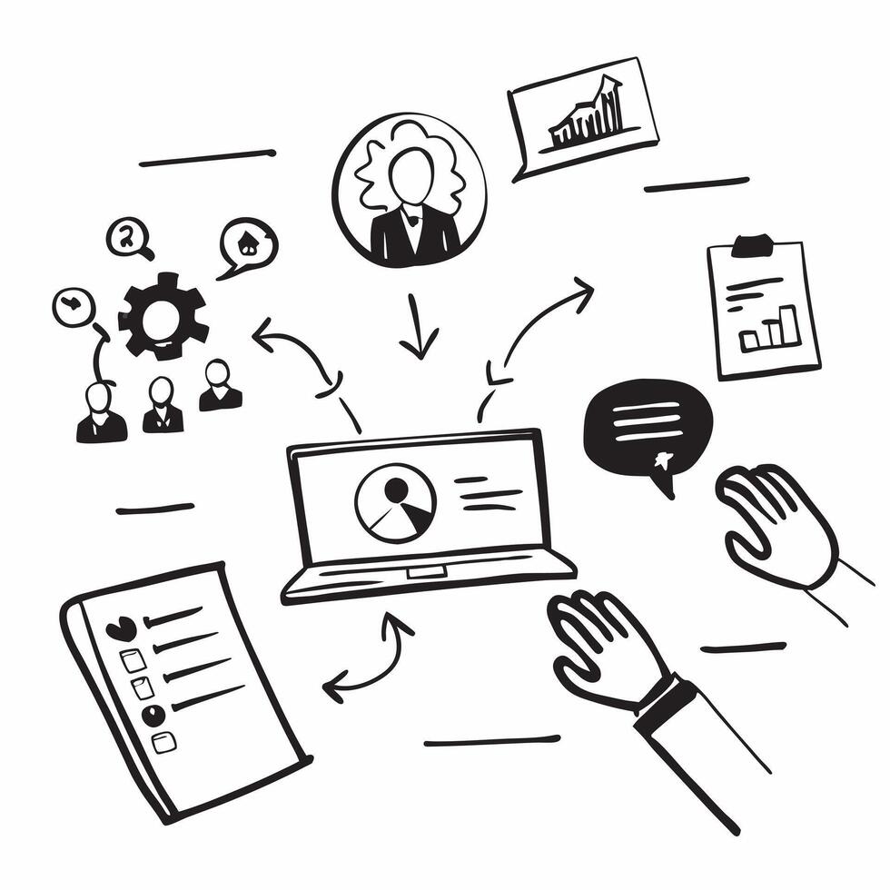 AI driven talent management concept as An office room with AI driven talent management systems highlighting the future of human resources and employee engagement in Photo Stock Co v1 vector