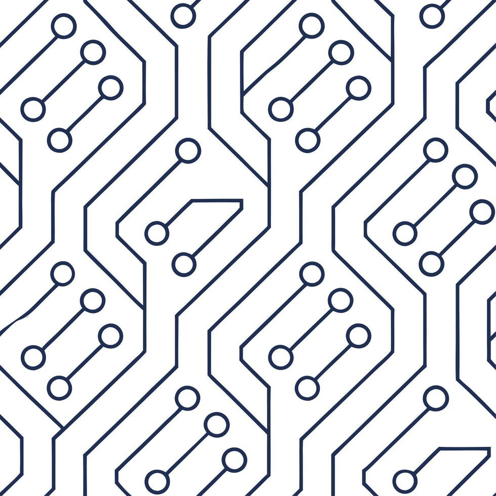 Abstract seamless pattern featuring techno lines and futuristic circuit board elements designed to evoke a digital tech inspired interface concept as A high tech design combining c v1 vector