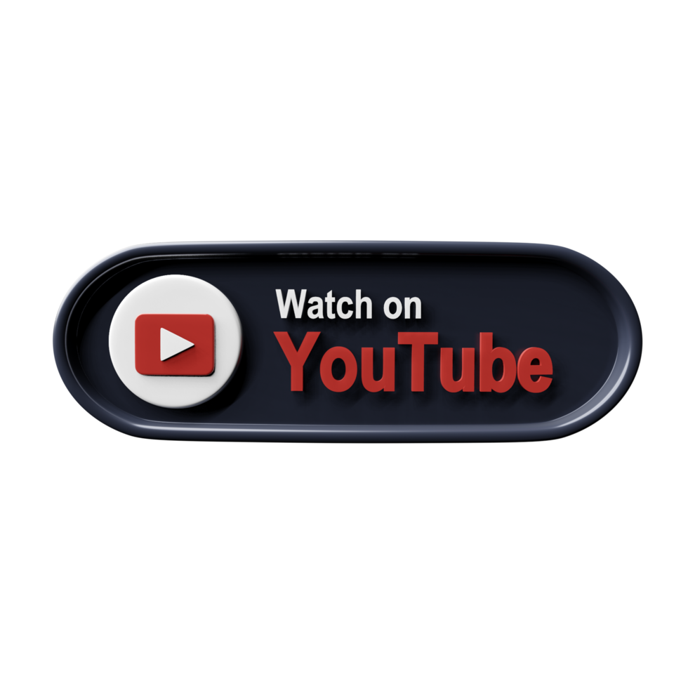 3d Button with a player and the inscription Watch on YouTube png