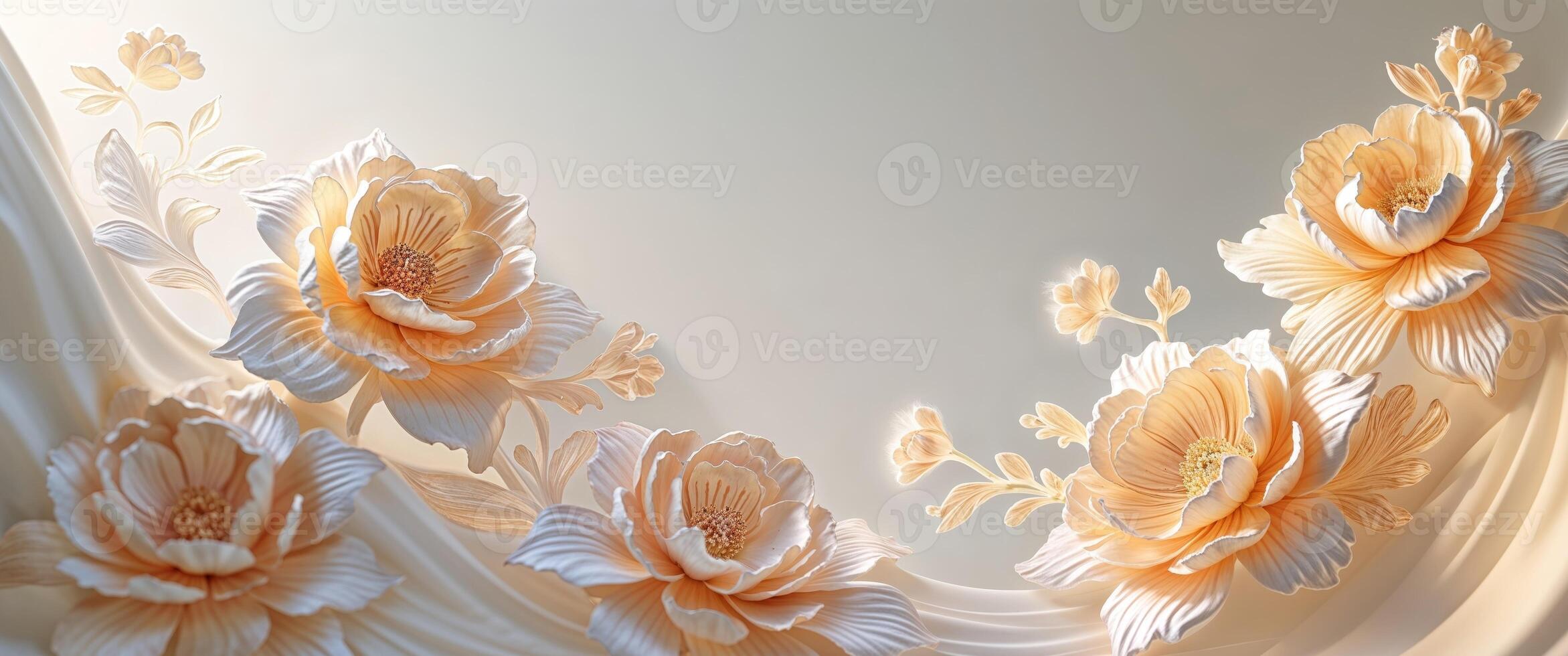 3d rendering of flowers on a white background photo