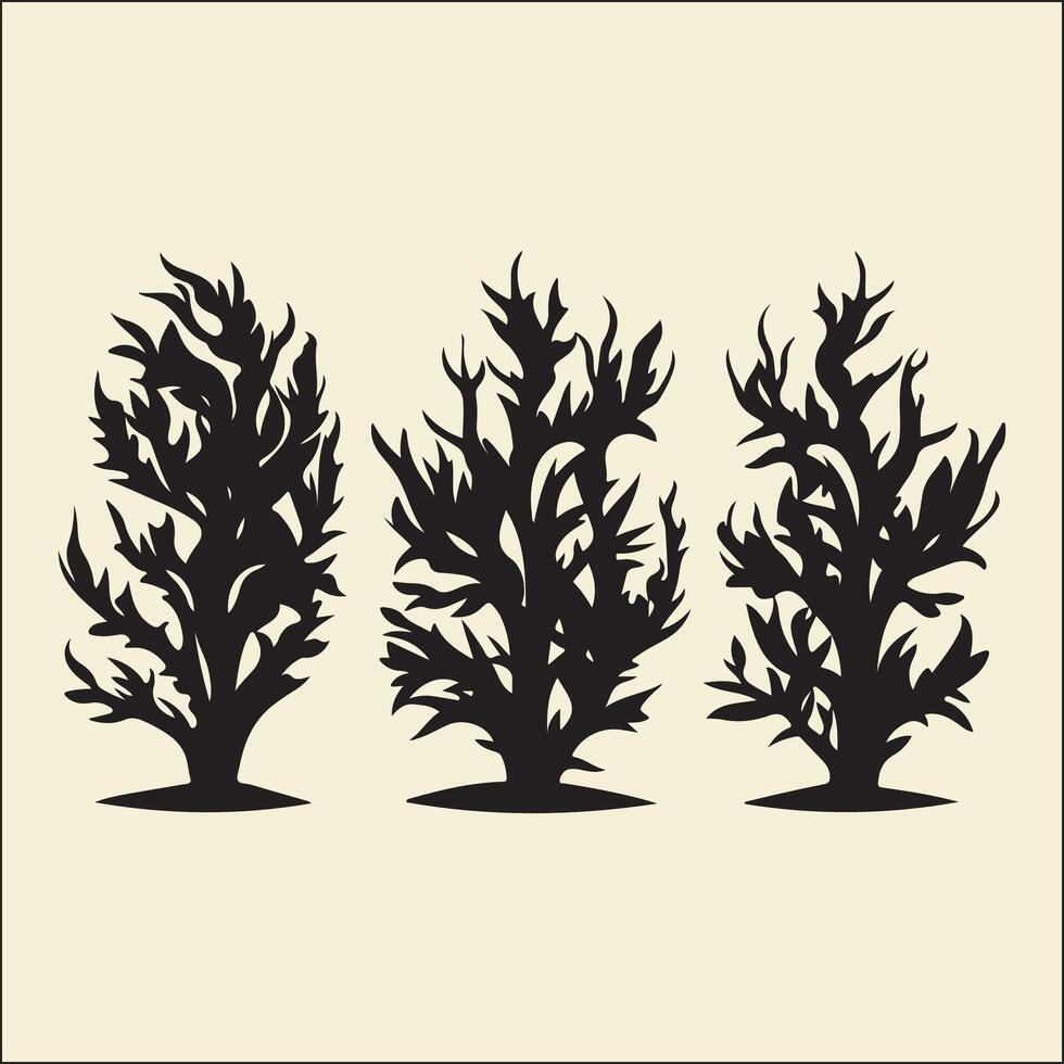 Flaming Bushes Silhouette, Burning vector