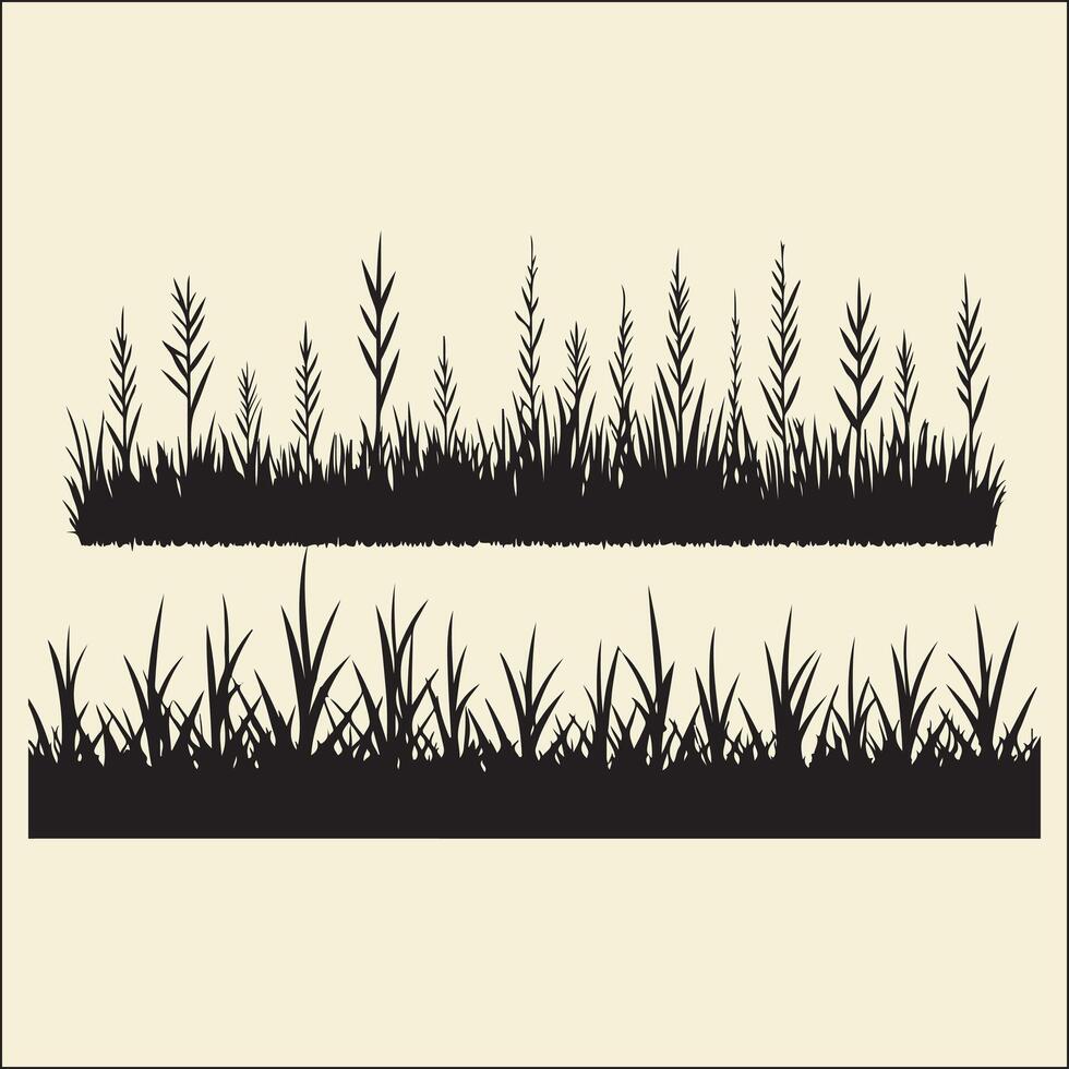Grass Field Silhouette, Nature vector