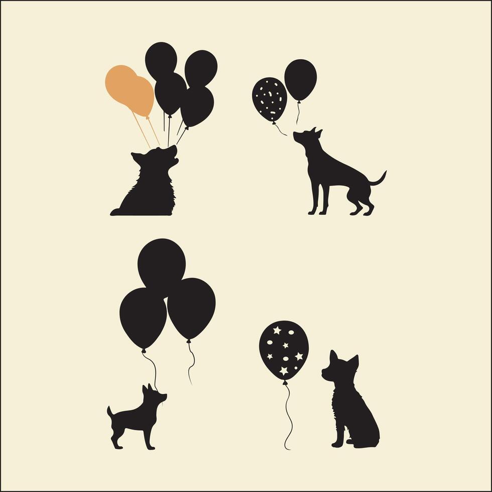 Dog Silhouette, Balloons Icon vector