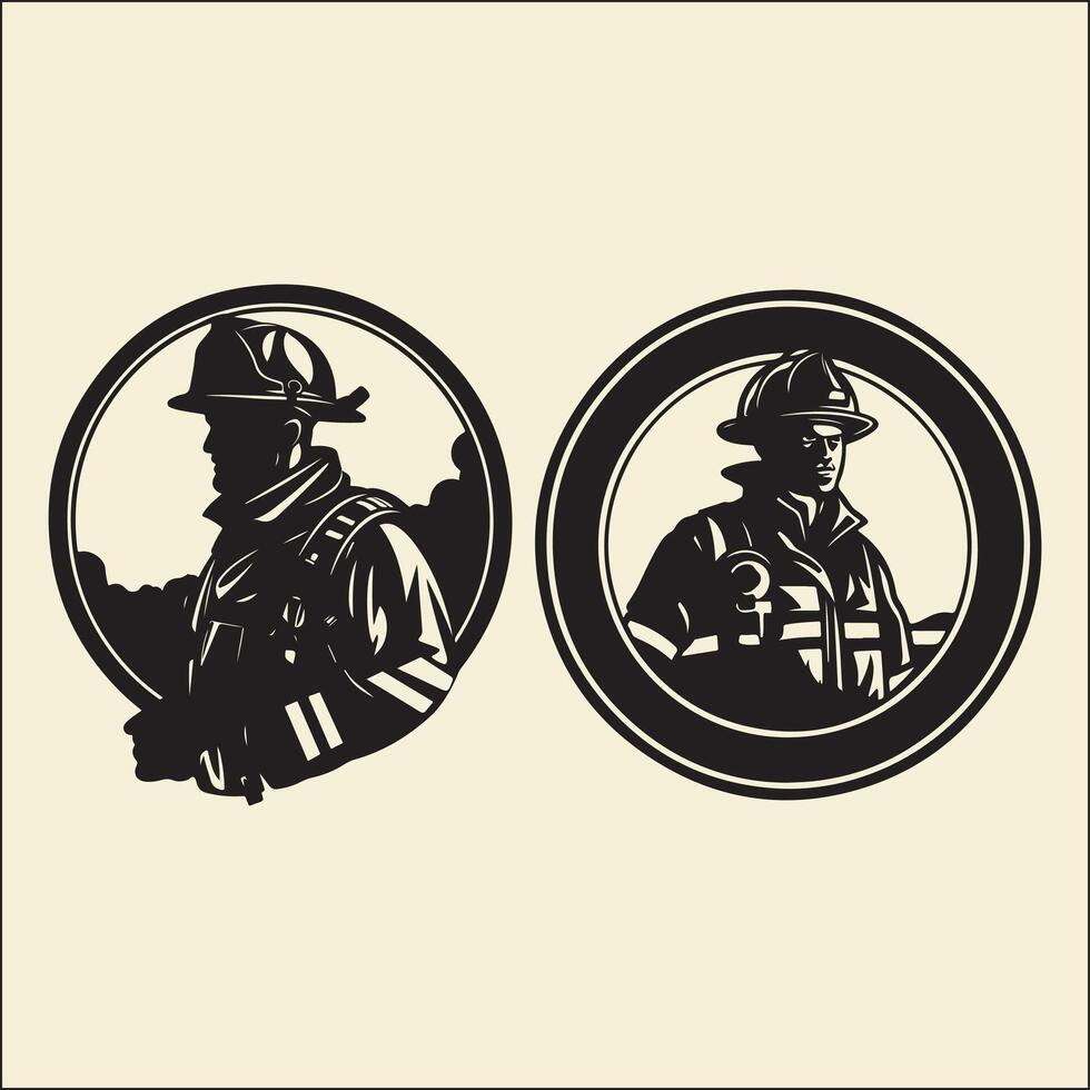 Firefighter Badge Silhouette, Hero vector